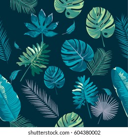 Trendy Summer Tropical Leaves Vector Design