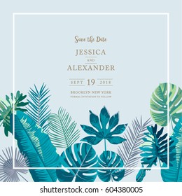 Trendy Summer Tropical Leaves Vector Design