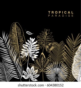 Trendy Summer Tropical Leaves Vector Design