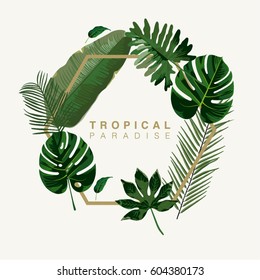 Trendy Summer Tropical Leaves Vector Design