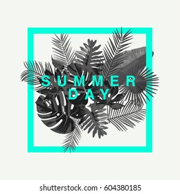 Diseño moderno de vectores de hojas tropicales de verano