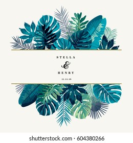Trendy Summer Tropical Leaves Vector Design - Shutterstock ID 604380266