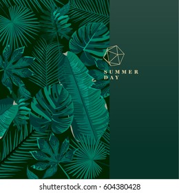 Trendy Summer Tropical Leaves Vector Design