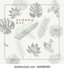 Trendy Summer Tropical Leaves Vector Design