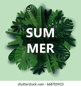 Trendy Summer Tropical Leaves Vector Design