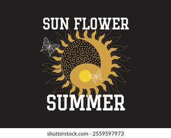 Trendy summer vibes sunflower t shirt design