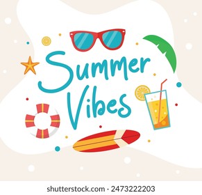 trendy summer vibes vector illustration