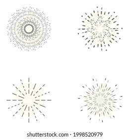 Trendy Sunburst Design Linear Icons 