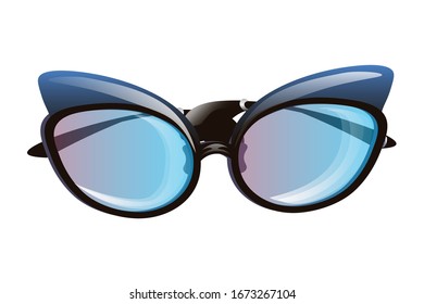 Trendy sunglasses with blue lenses and black frame