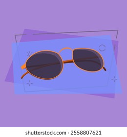 Trendy sunglasses. Spectacles with thin orange frame and black shades. Vector illustration can be used for topics like vacation, beach, accessory