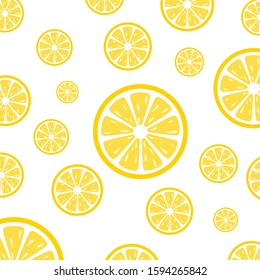 Trendy sunlight Summer pattern made with yellow lemon slice on bright light blue background. Minimal summer concept.