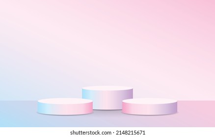 trendy sweet pastel gradient color product podium display 3d illustration vector for putting your object