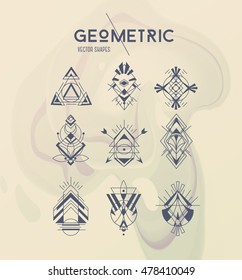 Trendy symbols set. Linear design elements. Set of triangle shapes, line graphic.