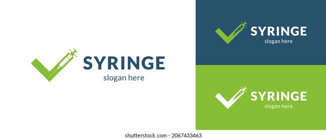 Trendy Syringe Logo. Vector Illustration.