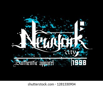 trendy t shirt design, apparel with caligraphy of new york city text vector
