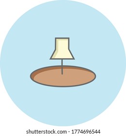 Trendy table lamp icon on blue background for web and mobile graphic.