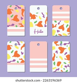 Trendy tag set with uneven shapes for print. 
