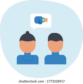 Trendy talk icon on blue background for web and mobile graphic.