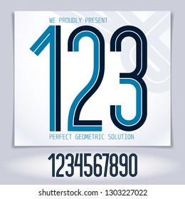 Trendy tall delicate numbers collection, vector numeration made with white lines, can be used in poster design as newspaper advertising.