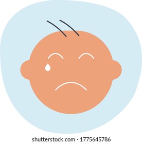Trendy tear baby icon on blue background for web and mobile graphic.