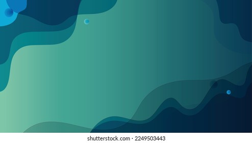 Trendy tech background features a bright blue and green gradient pattern made of fluid light waves