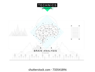 Trendy technics Innovation systems layouts in polygonal contour line composition, future analysis and technology operations. Made in awesome realy geometry style with linear pictogram of future design
