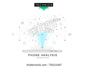 Trendy technics Innovation systems layouts in polygonal contour line composition, future analysis and technology operations. Made in awesome realy geometry style with linear pictogram of future design