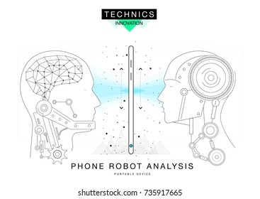 Trendy technics Innovation systems layouts in polygonal contour line composition, future analysis and technology operations. Made in awesome realy geometry style with linear pictogram of future design