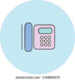 Trendy telephone icon on blue background for web and mobile graphic.