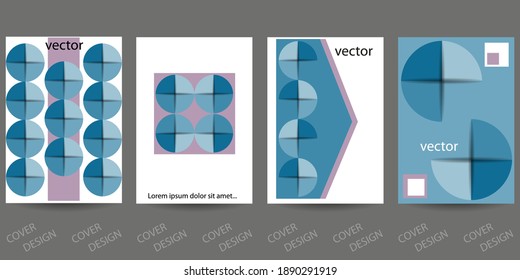 Trendy template for design cover, poster, flyer. Layout set for sales, presentations.  Minimalistic background with  blue geometric shapes on white. Vector. 