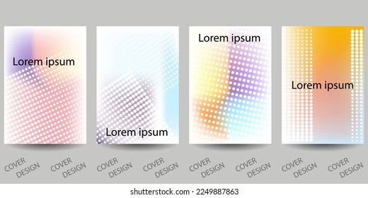Trendy template for design cover, poster, flyer. Layout set for sales, presentations. Colorful background in vibrant gradient colors and halfton texture. Vector.