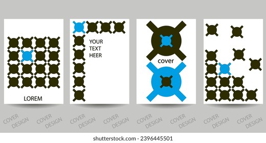 Plantilla de moda para portada de diseño, afiche, volante. Diseño establecido para ventas, presentaciones. Fondo geométrico mínimo en negro, blanco y azul.