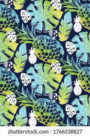Trendy template design texture. Color abstract hand drawn doodle tropical pattern background. Trendy template design texture.