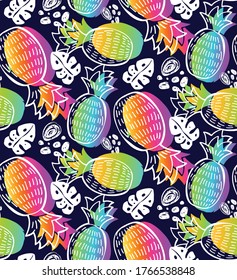Trendy template design texture. Color abstract hand drawn doodle tropical pattern background. Trendy template design texture.