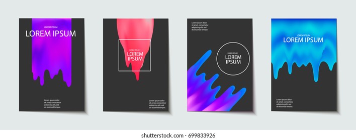 Trendy template set with futuristic modern shapes for poster, cover, card, brochure, banner. Abstract pattern. Minimal design. Vector illustration.