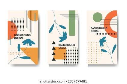 Trendy Template for Social Networks Stories with Abstract Form and Flora Vector Layout. Background Design for Social Media