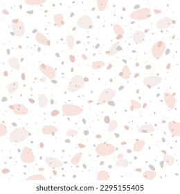 Trendy terrazzo vector seamless pattern. Marble, stones, rocks pastel colors background for wallpaper.