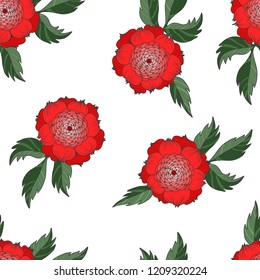 Trendy textile pattern seamless with Japanese chrysanthemums. 
