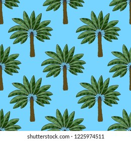 Trendy textile seamless pattern with palm trees.