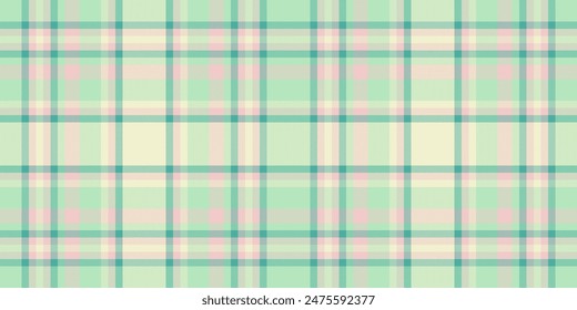 Trendy texture background fabric, net tartan plaid textile. Commercial check seamless pattern vector in light and teal color.