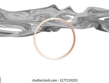 Trendy texture of marble with gold frame. Vector illustration