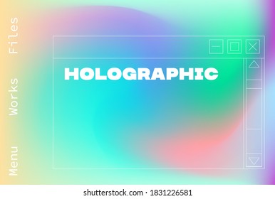 Trendy texture with polarization effect and colorful neon holographic stains. Abstract psychedelic background.