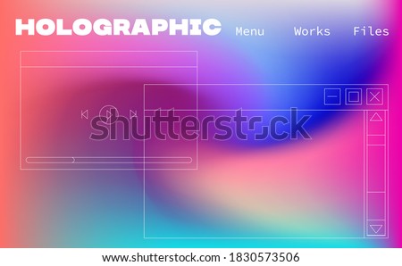 Trendy texture with polarization effect and colorful neon holographic stains. Abstract psychedelic background.