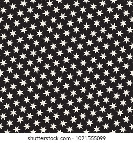 Trendy Texture With Scattered Geometric Shapes.  Inspired by Memphis Design. Abstract Monochrome Background. Vector Seamless Pattern.