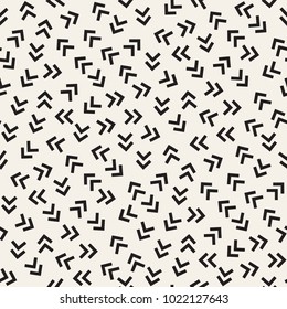 Trendy Texture With Scattered Geometric Shapes.  Inspired by Memphis Design. Abstract Monochrome Background. Vector Seamless Pattern.