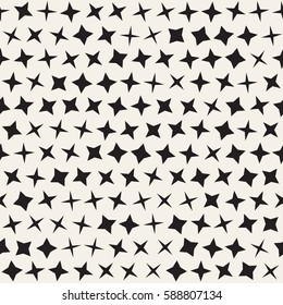 Trendy Texture With Scattered Geometric Shapes.  Inspired by Memphis Design. Abstract Monochrome Background. Vector Seamless Pattern.