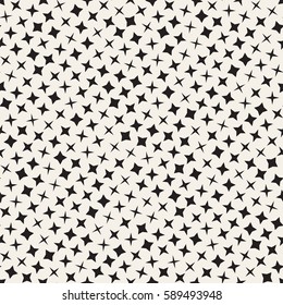 Trendy Texture With Scattered Geometric Shapes.  Inspired by Memphis Design. Abstract Monochrome Background. Vector Seamless Pattern.