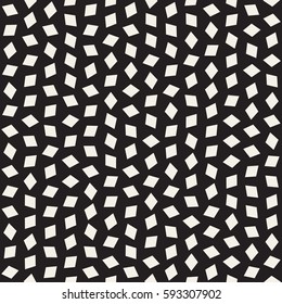 Trendy Texture With Scattered Geometric Shapes.  Inspired by Memphis Design. Abstract Monochrome Background. Vector Seamless Pattern.