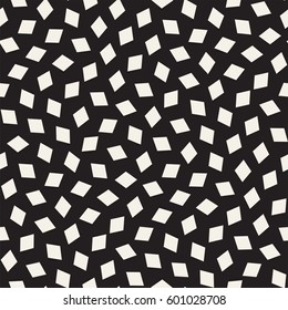 Trendy Texture With Scattered Geometric Shapes.  Inspired by Memphis Design. Abstract Monochrome Background. Vector Seamless Pattern.