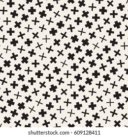 Trendy Texture With Scattered Geometric Shapes. Vector Seamless Pattern.